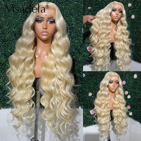 Pedaços de cabelo Honey Blonde 13X4 Lace Front 28 Polegadas Transparente Branco Cinza Cor Sintética Drag Queen Cosplay Para Mulheres Negras 230609