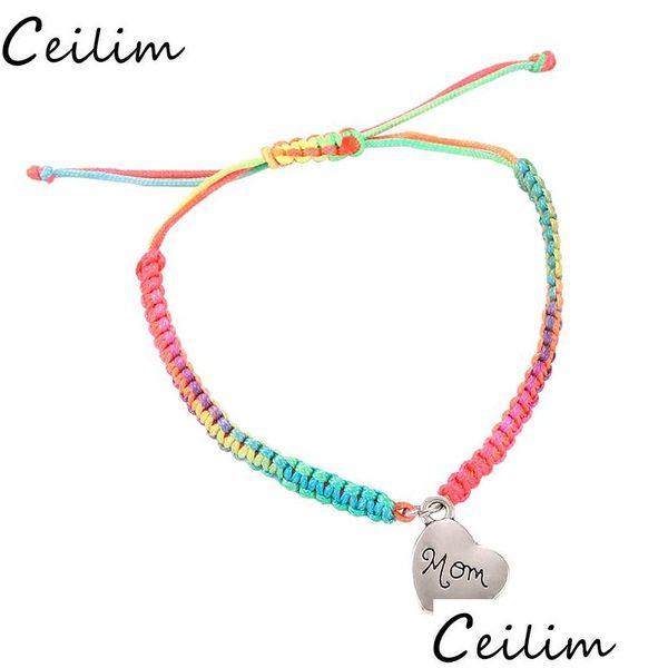 Kette Colorf Thread geflochtene Armbänder Ich liebe dich Mama Glücksschmuck für Mama Charm Muttertagsgeschenk Familie Segne Seil Armband Drop Del Dhgas