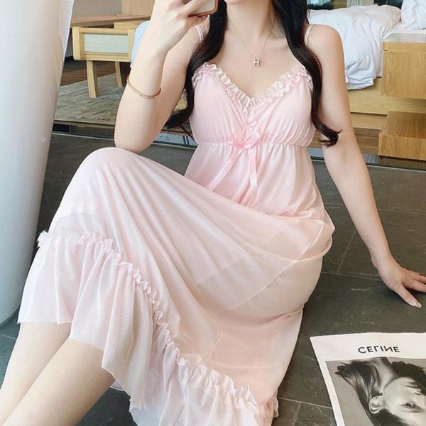Женская одежда для сна сказочное ночное платье Женщины лето без рукавов белый розовый сон принцесса девушки винтаж кавайи ночная рубашка.