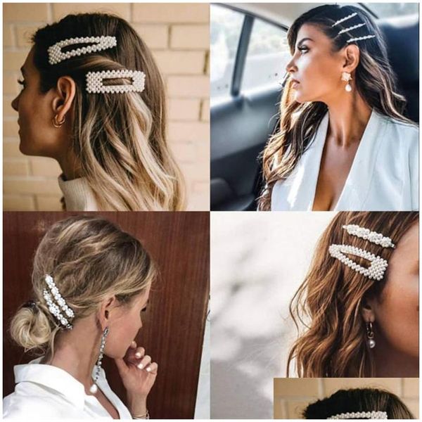 Grampos de cabelo presilhas grampos de cabelo de pérola coreana conjunto de ferramentas de estilo elegante para mulheres joias de entrega de gota com detalhes em cristal Dhuqa