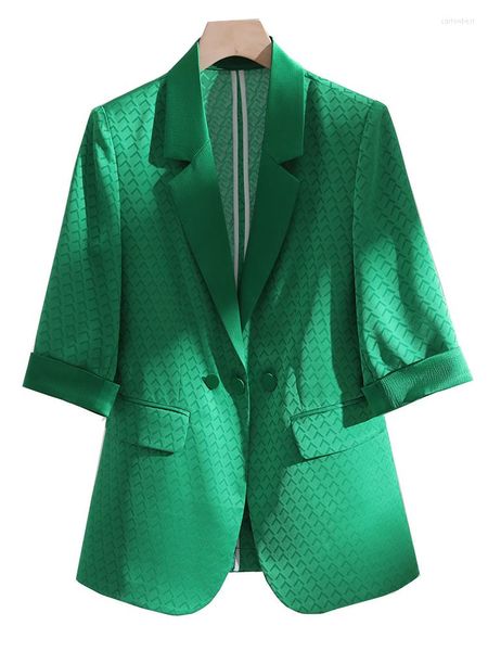 Damenanzüge Frühling Sommer Blazer Frauen Weiß Grün Schwarz Halbarm Büro Damen Business Arbeitskleidung Formale Jacke Mantel