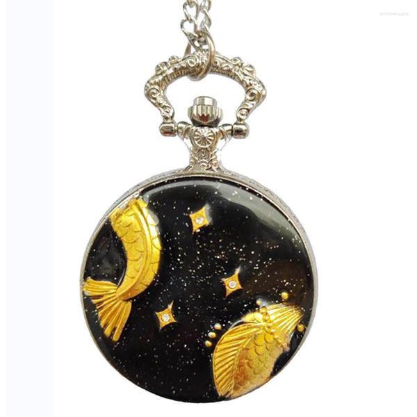 Taschenuhren (1177) 12 teile/los Emaille Twinkle Little Star Fisch Fische Uhr Römische Ziffern Zubehör Riemen Kette Anhänger