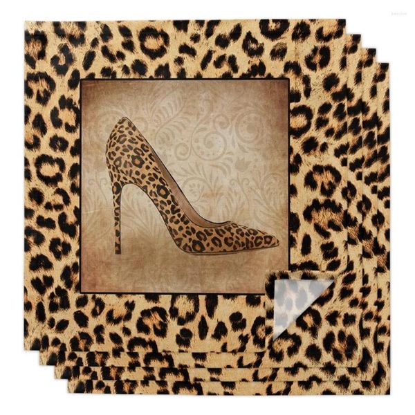 Serviette Leopardenmuster High Heels Wiederverwendbare Servietten Restaurant Abendessen Hochzeit Bankett Dekor Tuch Liefert Party Dekoration