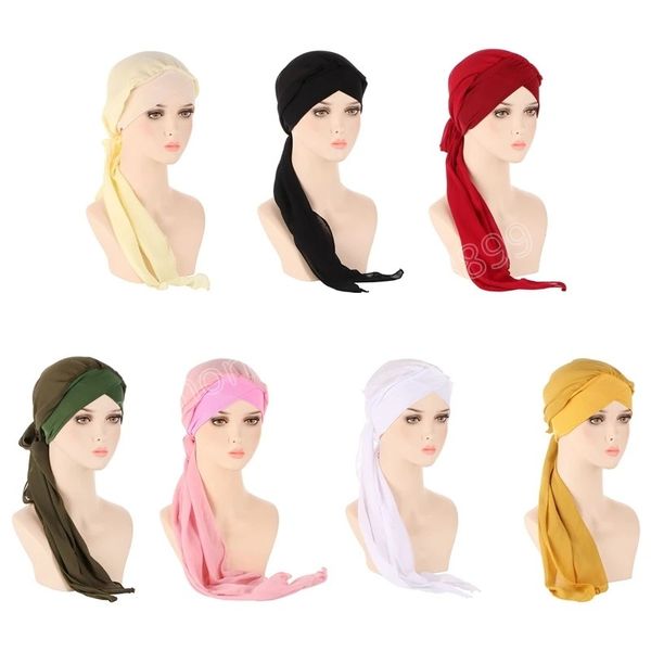 Muslimische Frauen Beanie Turban Hut Kopftuch Stretchy Wrap Bandana Hijab Cap Haarausfall Blumendruck Krebs Chemo Cap Arab Indian