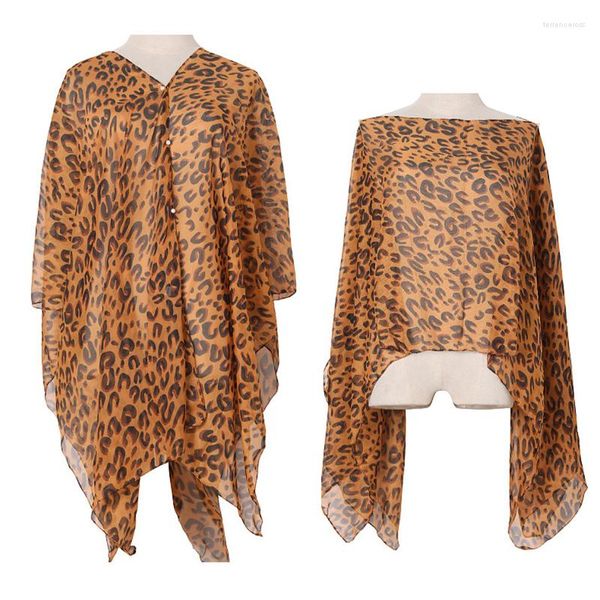 Cachecóis Moda Lenço De Seda Estampado De Leopardo Verão Toalha De Praia Toalha Fina Longo Chiffon Manto Protetor Solar Xaile Feminino Blusa Transparente T81