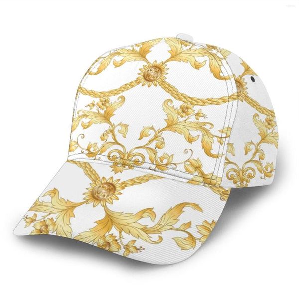 Ballkappen Noisydesigns Weiß Golden Sommer Männer Baseball Hüte Für Frauen Snapback Dame Einstellbar Luxus Europa Retro Blume Dropship