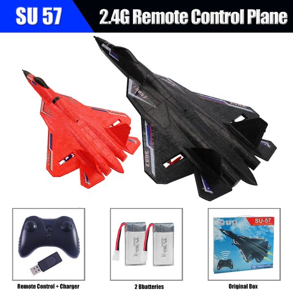 ElectricRC Aircraft RC Plane SU57 Radio Controled Airplane with Light Wing Fixed Hand Throwing Foam Electric Remote Control Plane Toys for Children 230609