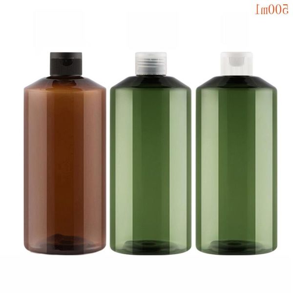 Flacone da viaggio in plastica per shampoo da 20 pezzi da 500 ml con tappo flip top, bottiglie riutilizzabili in PET marrone verde Jddii