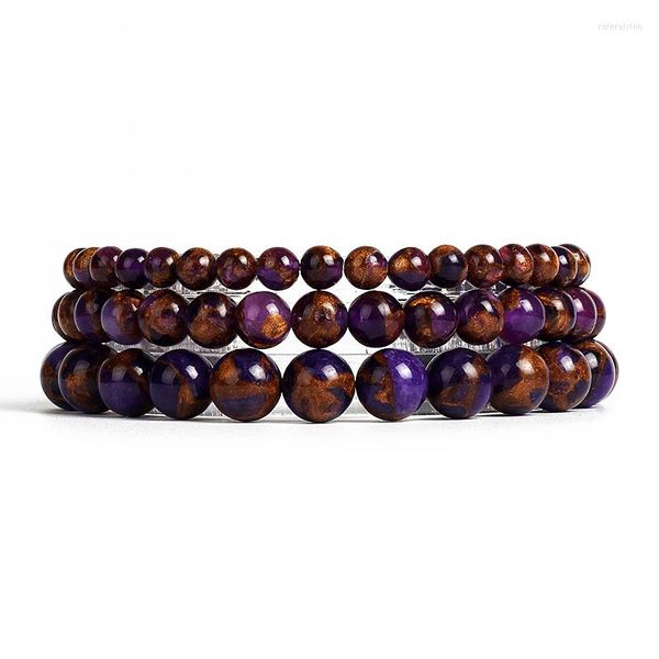 Strand Nature Purple Cloisonne Beads Bracciali per le donne Natural Energy Stone Reiki Yoga Men Fashion Healing Jewelry Pulseras