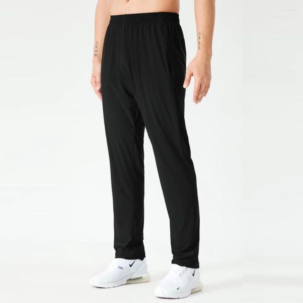 Pantaloni da uomo Tinta unita Pantaloni sportivi da jogging estivi da uomo casual Pantaloni larghi e traspiranti in vita elastica con cintura Pantaloni a gamba dritta da uomo