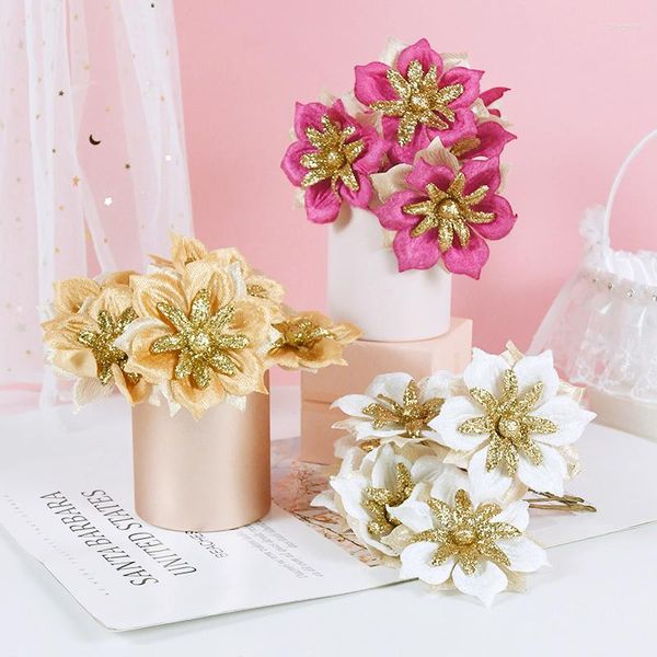 Flores decorativas 2/4 pçs cabeça de flor rosa hexagonal artificial para decoração de casa decoração de festa de aniversário de casamento faça você mesmo guirlanda fundo po