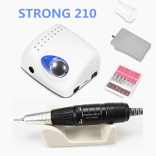 Set manicure per unghie 45K Arrival Strong 210 Control Box PRO Manipolo 65W 45000 Rpm Punte per trapano per unghie Macchina per manicure Pedicure Lima per unghie elettrica K 230609