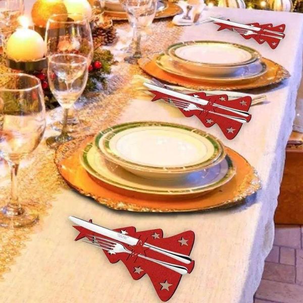 Conjuntos de louça 4 pçs talheres para árvore de natal faca e garfo capa decoração de mesa utensílios de mesa decorativos saco de decoração de natal