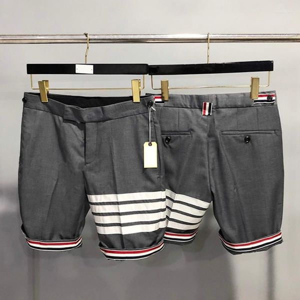 Pantaloncini da uomo Pantaloni da completo Uomo d'affari A righe Lunghezza al ginocchio formale Abito estivo di alta qualità Pantaloni dritti maschili Vestibilità slim