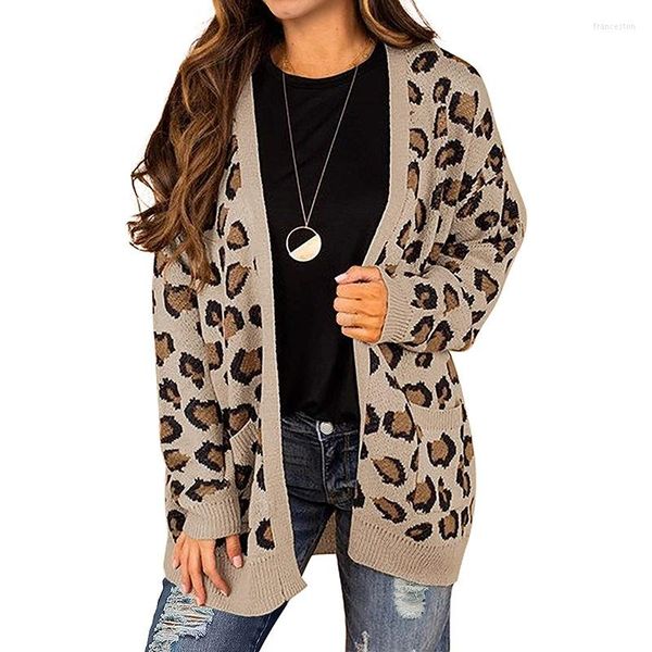 Maglieria da donna Maglione donna Cardigan Colore Tasca leopardata Maglia 2023 Autunno / inverno Manica lunga Abbigliamento donna Drop MMYG2319