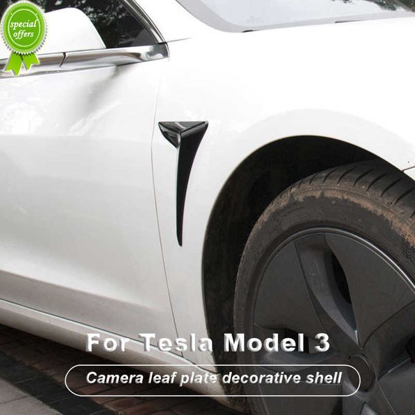 Neue 2Pcs Auto Körper Seite Kamera Dekorative Shell Abdeckung C-Säule Bumerang Patch für Tesla Modell 3 2016-2020 auto Styling Zubehör