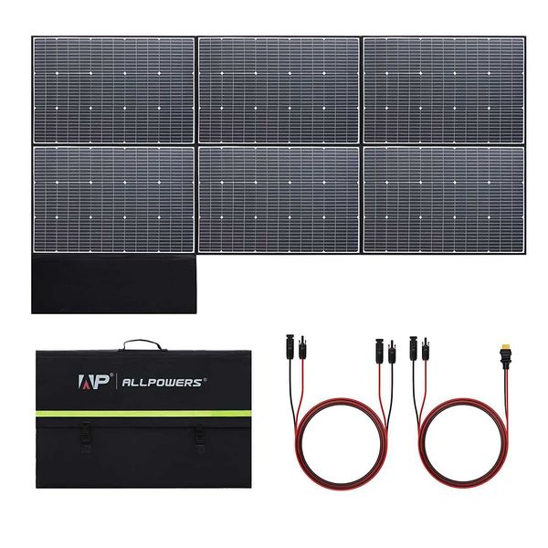 AllPowers Складная солнечная панель 600W Высокоэффективное солнечное зарядное устройство Solar Module с выходом MC-4 для RV Off Grid Home Camp