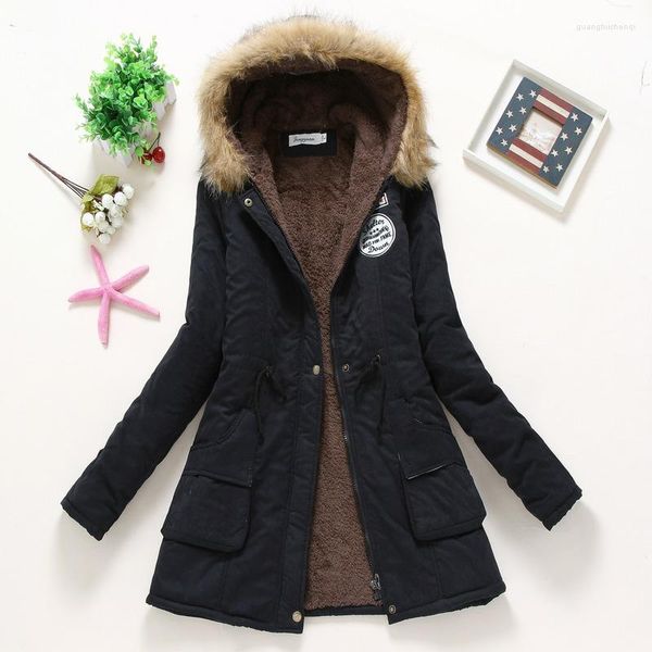 Damen-Trenchcoats, Winter, gepolstert, Baumwolle, wattiert, mittellang, Parkas, dick, warm, mit Kapuze, Steppdecke, Schnee-Outwear