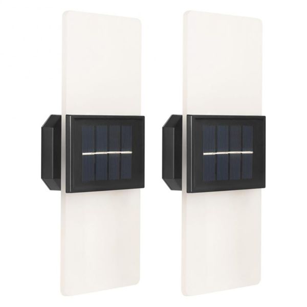 Luz de projeto Solar Up Down para exterior, 2 cores claras, luz de parede acrílica para jardim, cerca, pátio, portão, branco quente e branco, 2 peças