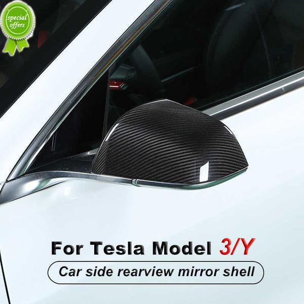 Yeni 2pcs/Set Gerçek Kompozit Malzeme Karbon Fiber Malzeme Araç Yan Dikiz Bakış Ayna Tesla Model 3 Y 2020-2021 Stil Aksesuarları için Dekoratif Kabuk