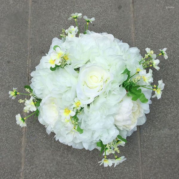 Dekoratif Çiçekler Dia 30cm Yapay İpek Çiçek Gül Hidrangea Peonies Öpenme Top Centerpieces Parti Düğün Arka Plan Masa Dekoru 6