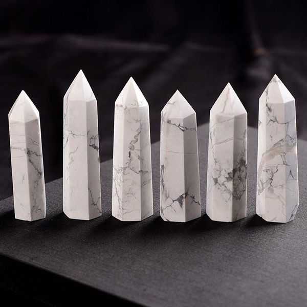 Natürlicher weiß-türkiser Kristallquarz-Turm, Quarzspitze, weißer Kristallstein, Obelisk, Zauberstab, Heilkristall, 65–8 cm
