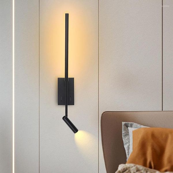 Lâmpada de parede 9 3W ajustável criativa cabeceira lâmpadas LED longas com holofote de leitura corredor escada luz do quarto