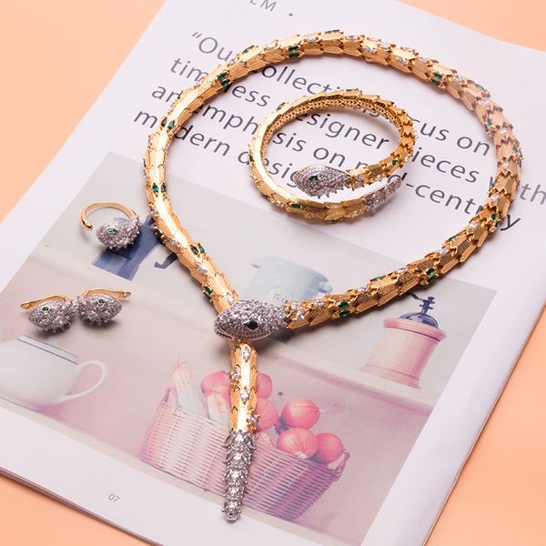 catena serpente oro verde rosa pendenti con diamanti girocollo collane lunghe per donna set mamma ragazze gioielli firmati Fashion Party Natale regali di nozze vendita di compleanno cool