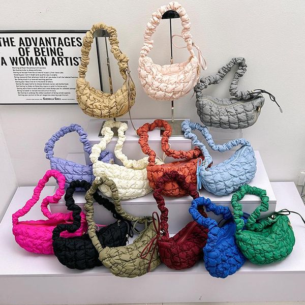 Abendtaschen 13 Farben gesteppte Nylon-Umhängetasche für Frauen Designer Space Cotton Handtasche Vielseitige große Kapazität Dumpling Messenger Sac