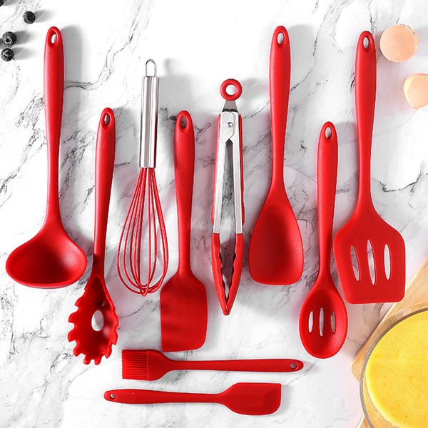 Herb Spice Tools Silicone Cooking Utensils Set NonStick Spatula Pá colher de sopa Handle BPA Free Kitchen Tool Accessories 230609