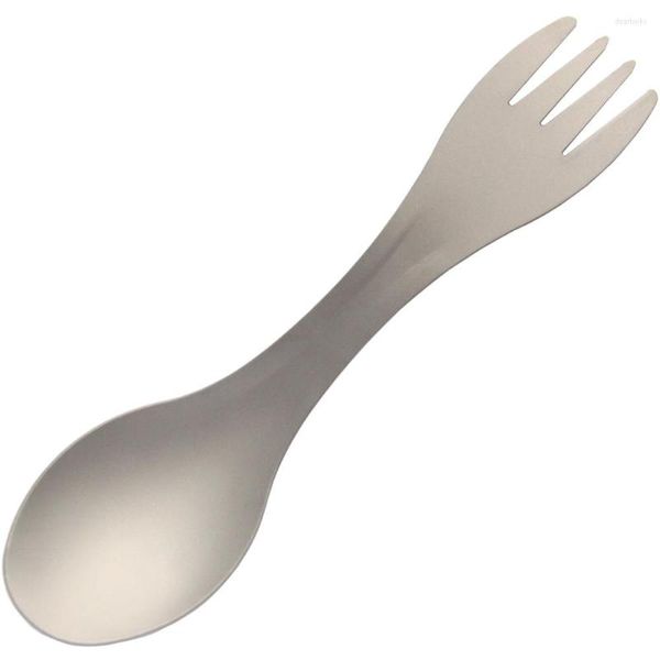 Set di stoviglie QingGear Titanium Tableware Spork Fork Spoon Utensil Posate portatili leggere