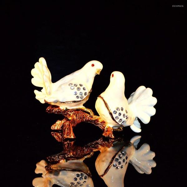Bolsas para joias QIFU Artesanato de metal criativo Pássaros duplos Decoração de casamento para presente