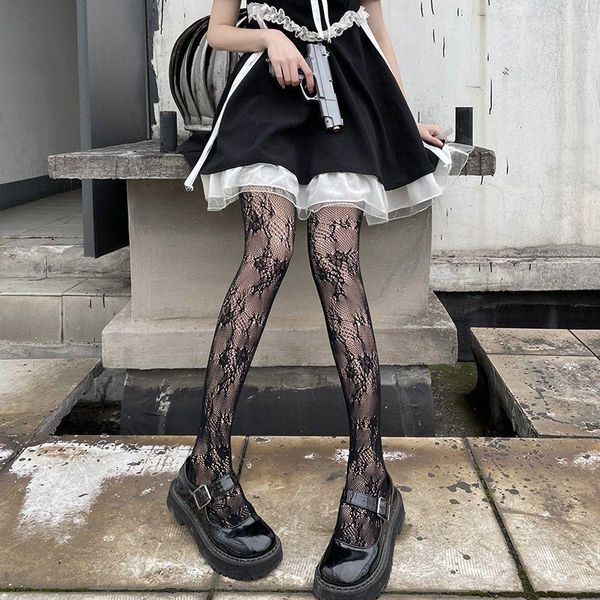 Frauen Socken Lolita Mädchen Blume Rebe Fishnet Mesh Nylon Strumpfhosen Sexy Rattan Körper Strümpfe Gothic JK Uniform Cos Schlanke beine Strumpfhosen