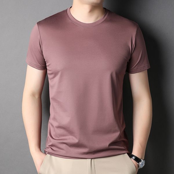 T-shirts masculinas MLSHP Mulberry Silk Summer T-shirts masculinas luxuosas de manga curta cor sólida gola redonda casual finas t-shirts masculinas simples t-shirts masculinas 230609