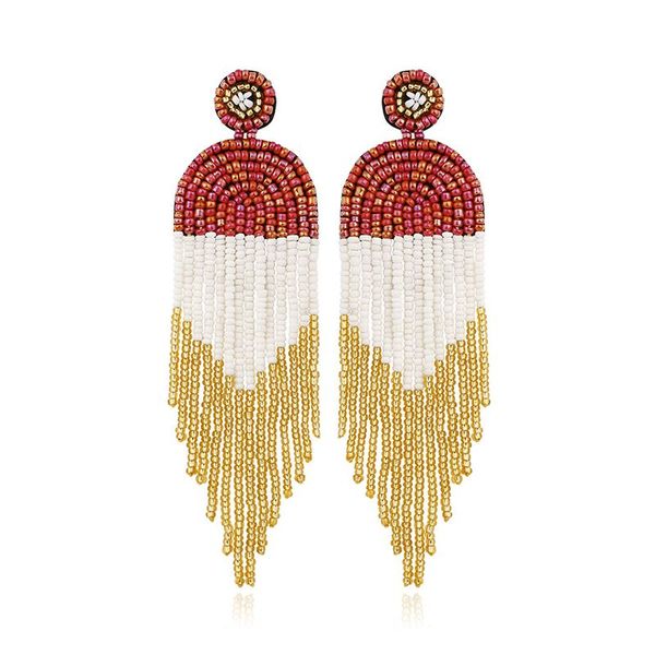 Orecchini pendenti lunghi con nappe con perline di dichiarazione Boho Grandi orecchini pendenti fatti a mano con perline di semi bohémien grandi per le donne