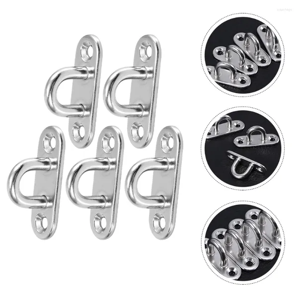 Ganci 5Pcs Piastra oblunga in acciaio inossidabile Gancio ad anello resistente Gancio a forma di U per barche