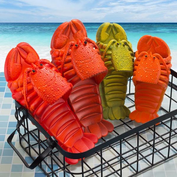 Hausschuhe Hummer Strand Kreative Nette Eltern-kind Paar Flip-Flops Frauen Zapatos De Mujer Sz24-47
