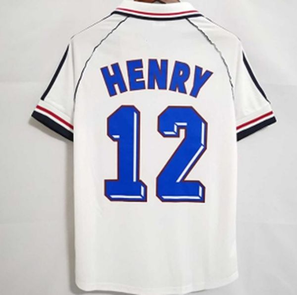 1998 Retro Francês camisas de futebol HENRY TREZEGUET DESCHAMPS PIRER POGBA GIROUD camisa de futebol maillots kit uniforme camisetas de foot Jersey 98
