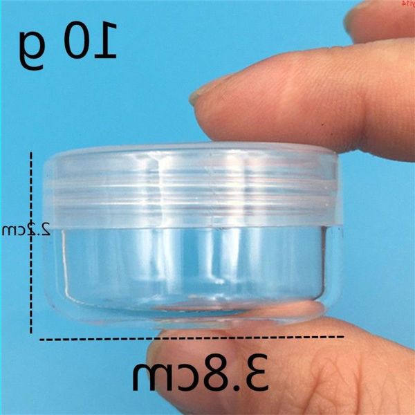 100pcs 10ML barattolo di plastica trasparente piccole lattine vuote bottiglie di polvere per unghie imballaggio mini contenitore lucidalabbra crema banca spedizione gratuitabuona quantità Bikgp