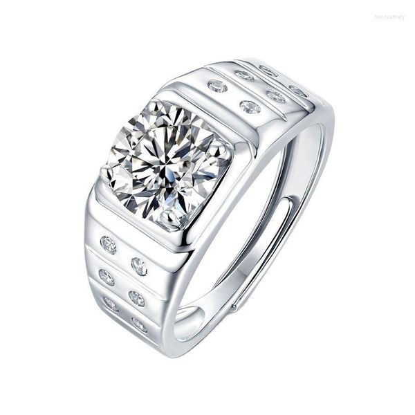 Cluster Ringe Luxus S925 Sterling Silber 2ct D Farbe Moissanit Verstellbarer Ring für Männer Männlich Hochzeit 6 Immer Glückssteine Vatertag