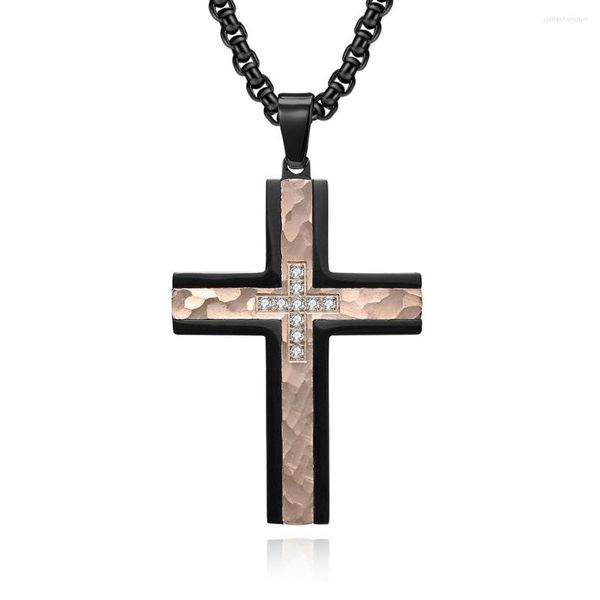 Подвесные ожерелья с прерывистым электрическим молотком nlaid Zircon Cross Vintage Chare Patter