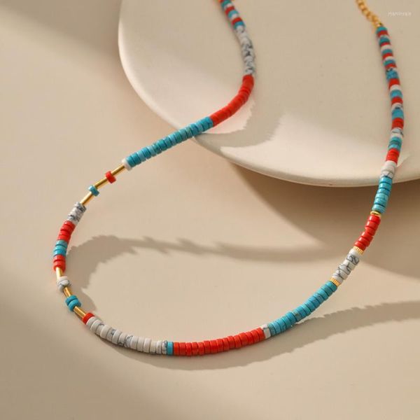 Correntes MKOPSZ 2023 tendência de verão iridescente pedra natural colares com contas para mulheres moda joias presentes para festas
