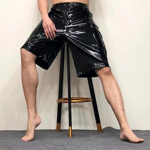 Männer Shorts Thoshine Marke Sommer Männer Latex Baggy Mode PVC Leder Glänzende Nachtclub Party Tanzen Kurze Hosen