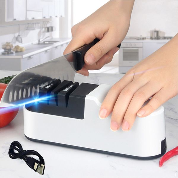 Schärfer Elektrischer Messerschärfer, automatisch, verstellbar, wiederaufladbar, USB-Küchenmesser, Schere, für den Haushalt, schnelle Schärfwerkzeuge 230609