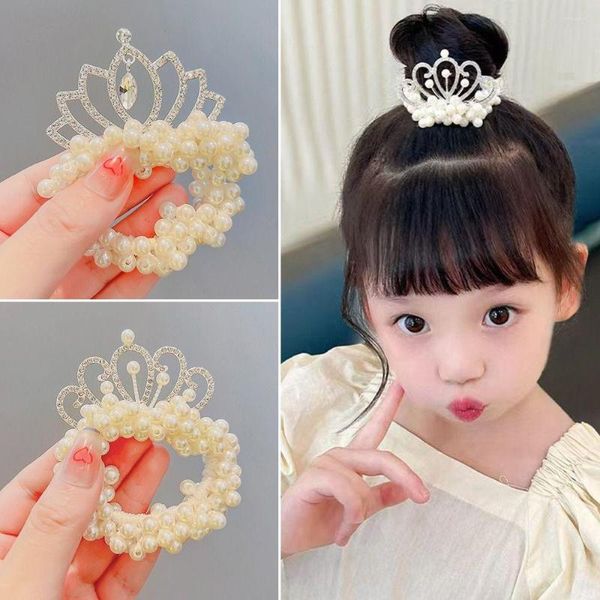 Accessori per capelli 4PCS Cravatte carine Ornamenti per bambini Corona Principessa Corda Perla Fascia per capelli Copricapo Fasce elastiche