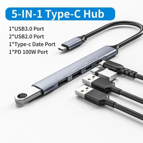 Doca de expansão USB-c Multi Splitter Adapter Steam Deck Docking Station Type-c Hub Splitter Multi USB USB Hub USB de várias portas