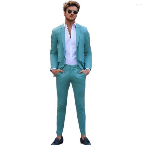 Abiti da uomo Blazer casual Pantaloni Outfit Custom Handsome Slim Men Suit Abiti da sposa Prom Risvolto con intaglio Wear Street Evening 2Pcs Jacket