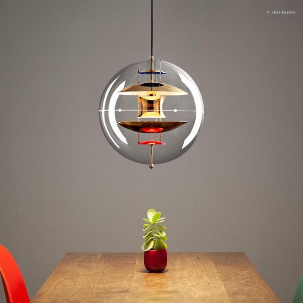 Lâmpadas pendentes Nordic Designer 2023 Round Planet Lustre lustroso vidro pendurado restaurante luzes decoração do quarto luminárias domésticas