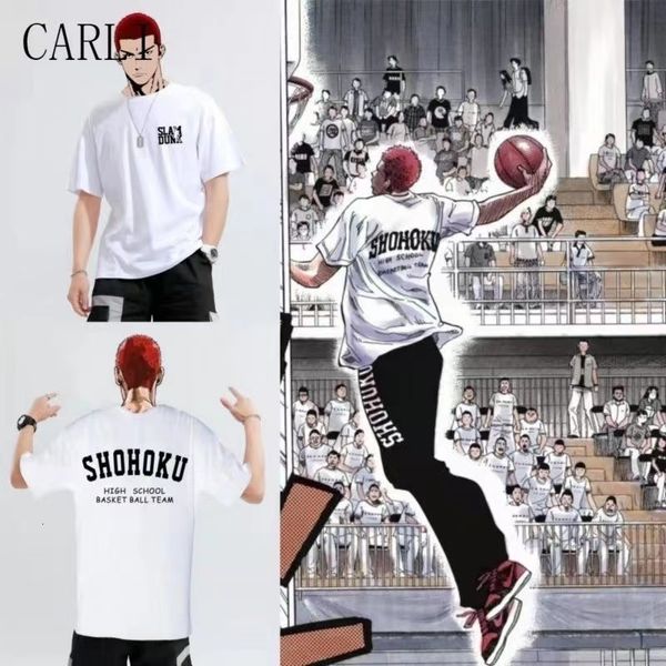 Conjunto de camisetas masculinas Slam Dunk de algodão Conjunto de camisetas masculinas de mangá japonês Conjunto de shorts de basquete de rua Roupas esportivas grandes Anime Top 230609