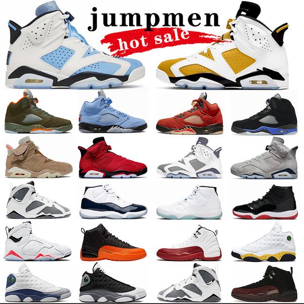 2023 баскетбольные кроссовки с коробкой Jumpman 5S 6 7S 11S 12S 13s Cherry 11s Cool Grey 11 6S Flint Cactus Jack Jumpman 7 цементно-серые мужские и женские кроссовки Unc Bred